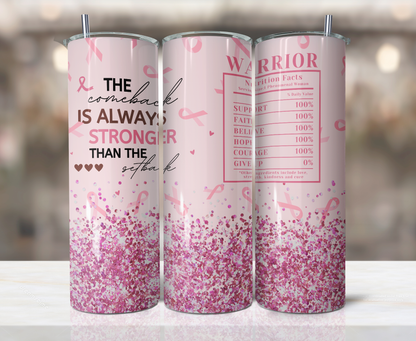 Breast Cancer Warrior 20oz Stainless Steel Tumbler🎀