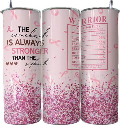 Breast Cancer Warrior 20oz Stainless Steel Tumbler🎀