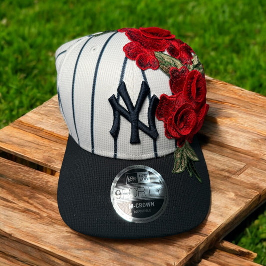 Blue Striped Rose Fitted Cap (Special Edition)